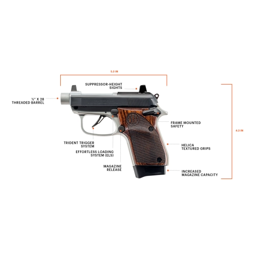Pistolet BERETTA 30X INOX/WOOD GRIP/MT kal. .32 ACP/7,65 Browning